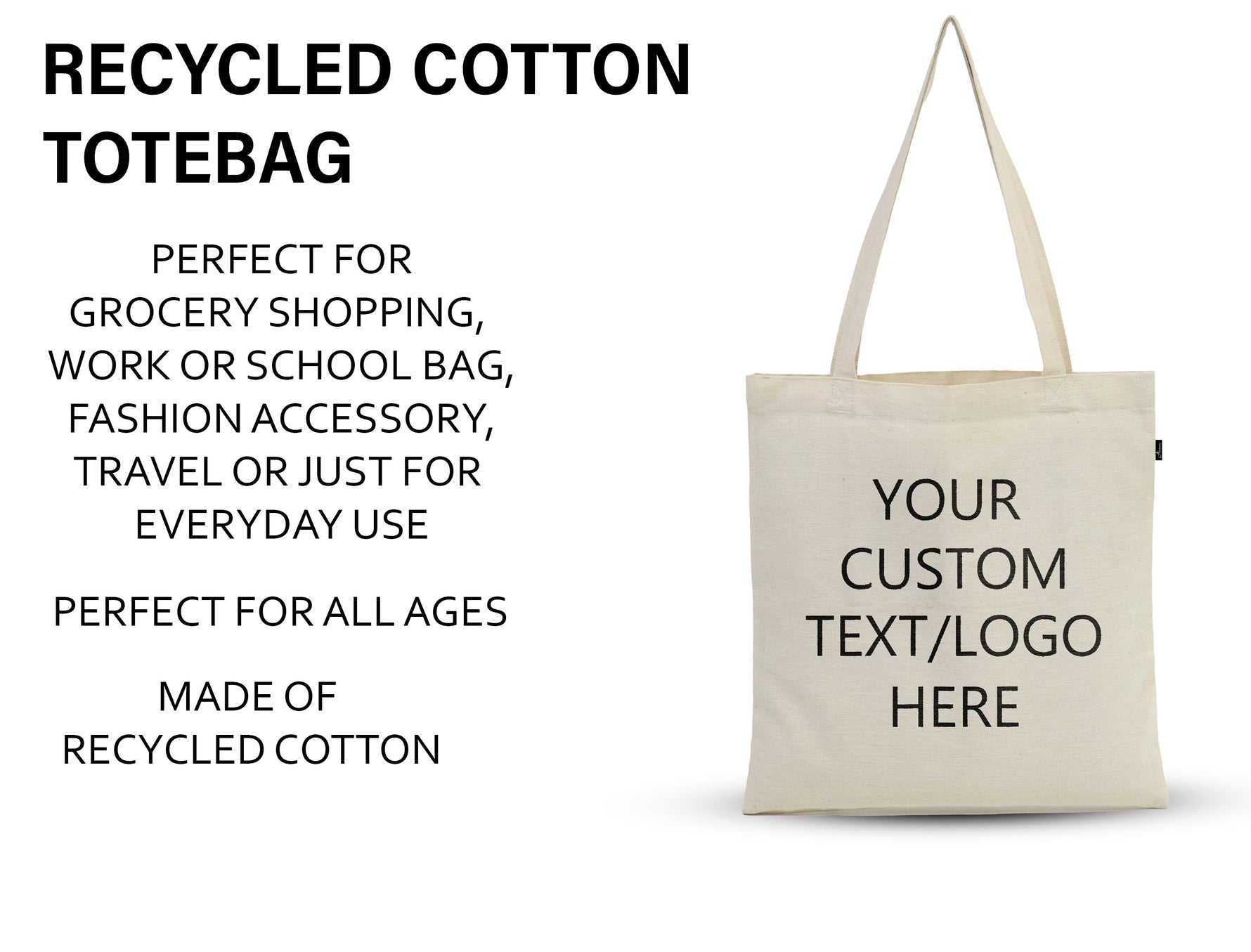 Custom Tote Bag - 5 to 500 Personalized Shopping Bags with Your Logo, Promotional Canvas Tote - Ansari LLC