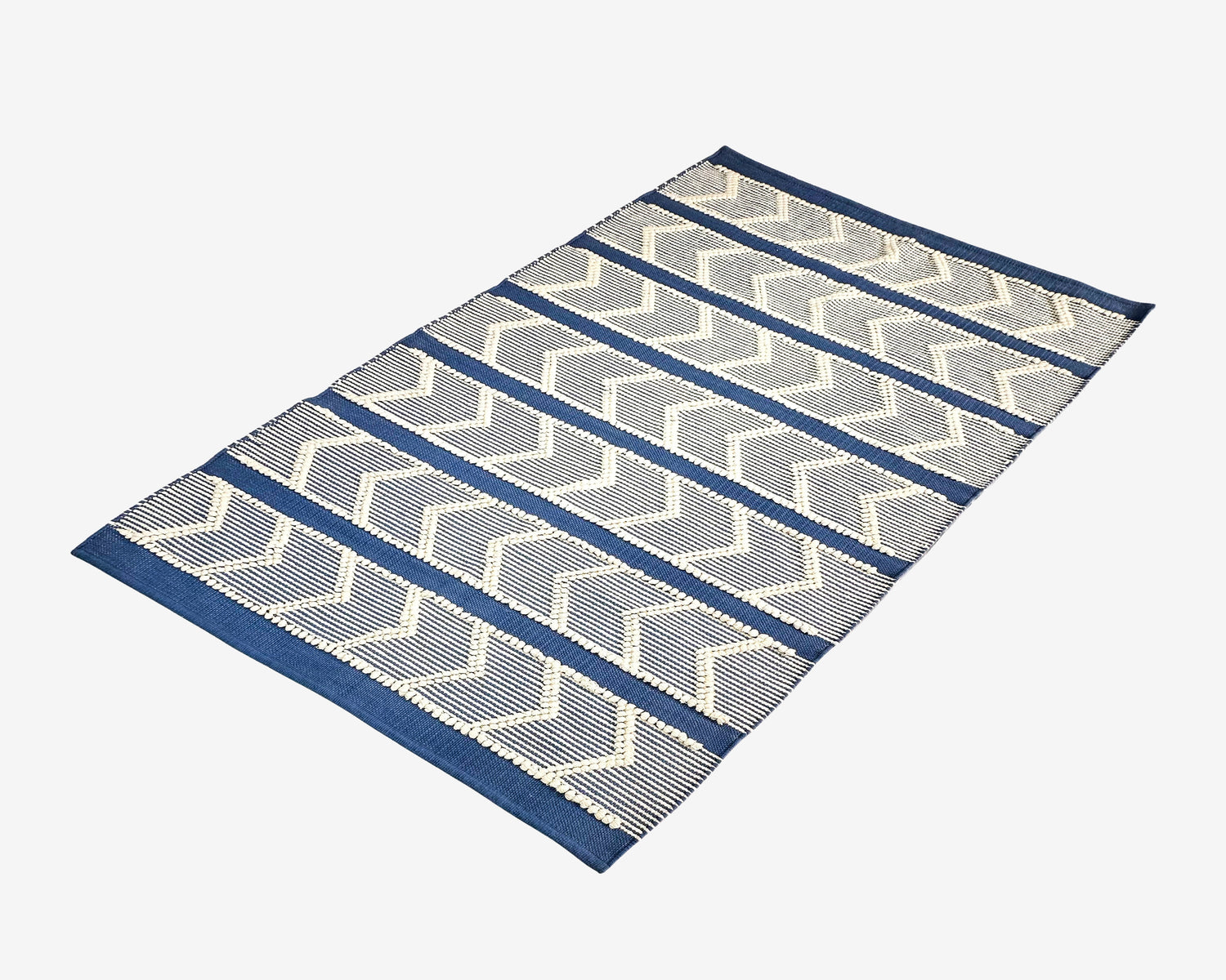 Hand Woven Blue Stripe Rug - Natural Stripe Design for Home Decor - Ansari LLC
