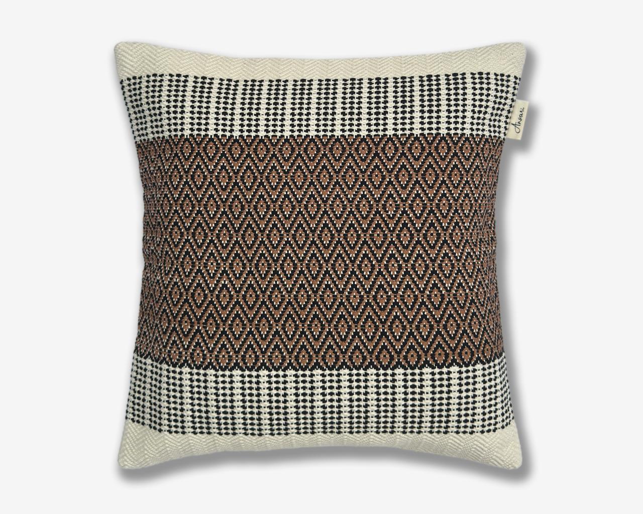 Pack of 2 Boho Hand Crafted Cushion Cover - Natural, Black and Brown - Ansari LLC