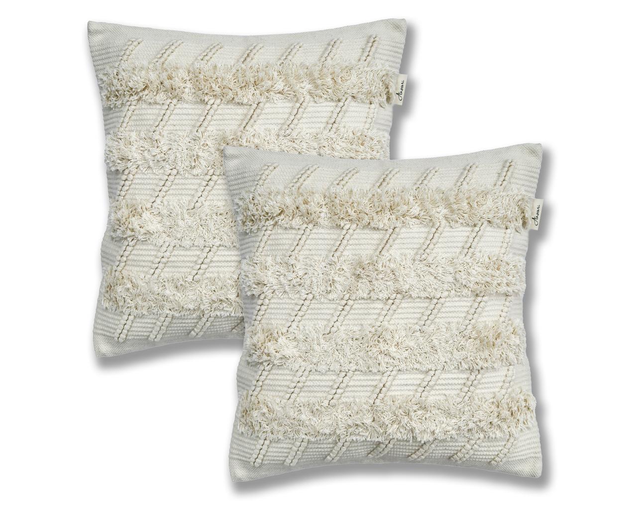Pack of 2 Handcrafted Natural Cushion Covers - Ansari LLC