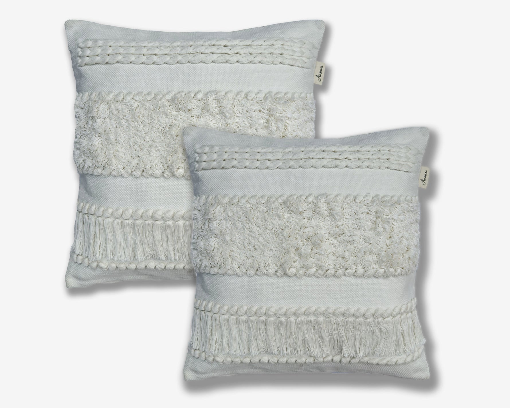 Pack of 2 Handcrafted Shaggy Cushion Covers - Unique Home Decor - Ansari LLC