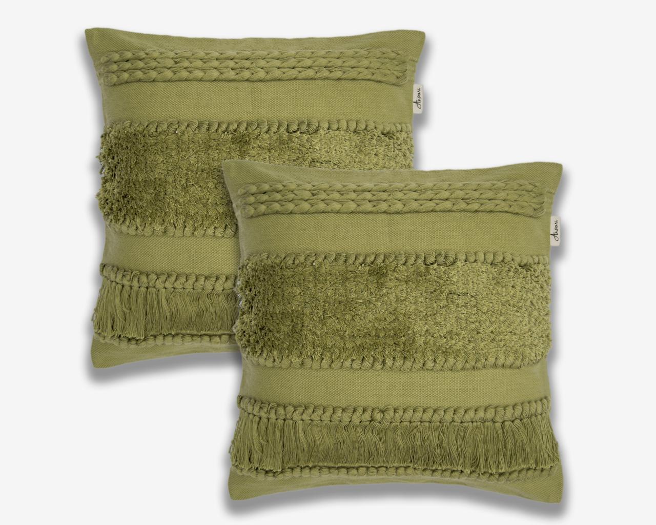 Pack of 2 Handcrafted Shaggy Cushion Covers - Unique Home Decor - Ansari LLC