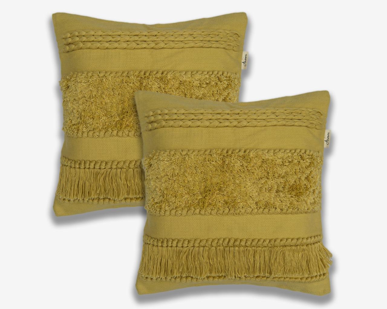 Pack of 2 Handcrafted Shaggy Cushion Covers - Unique Home Decor - Ansari LLC