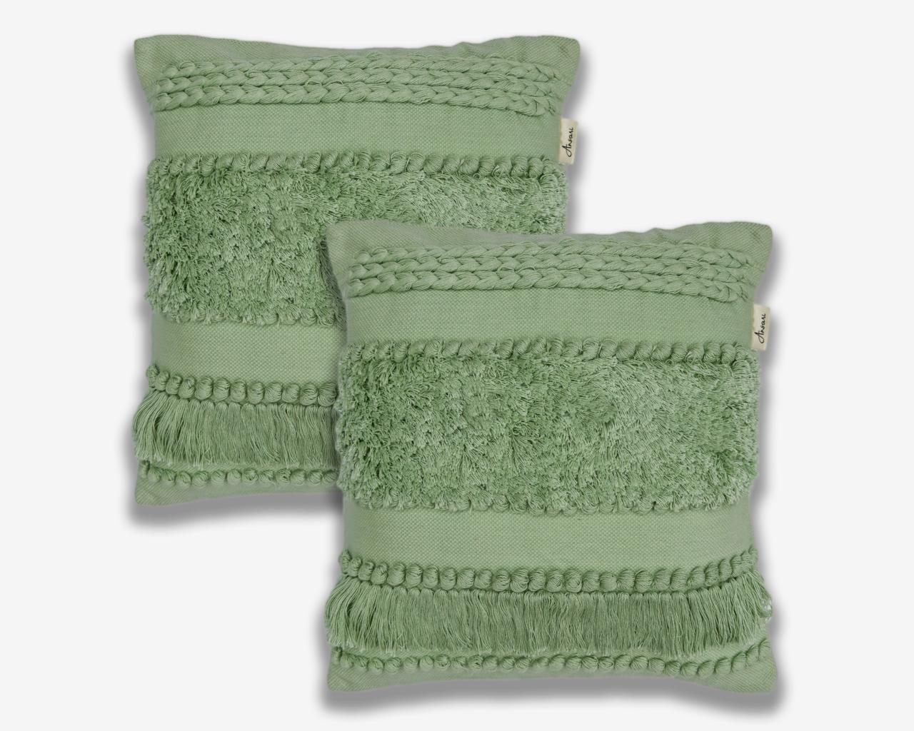 Pack of 2 Handcrafted Shaggy Cushion Covers - Unique Home Decor - Ansari LLC