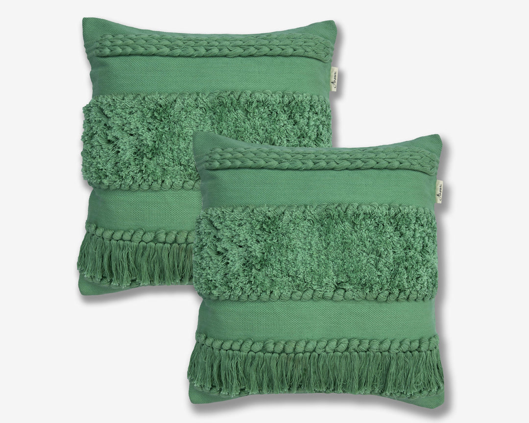 Pack of 2 Handcrafted Shaggy Cushion Covers - Unique Home Decor - Ansari LLC