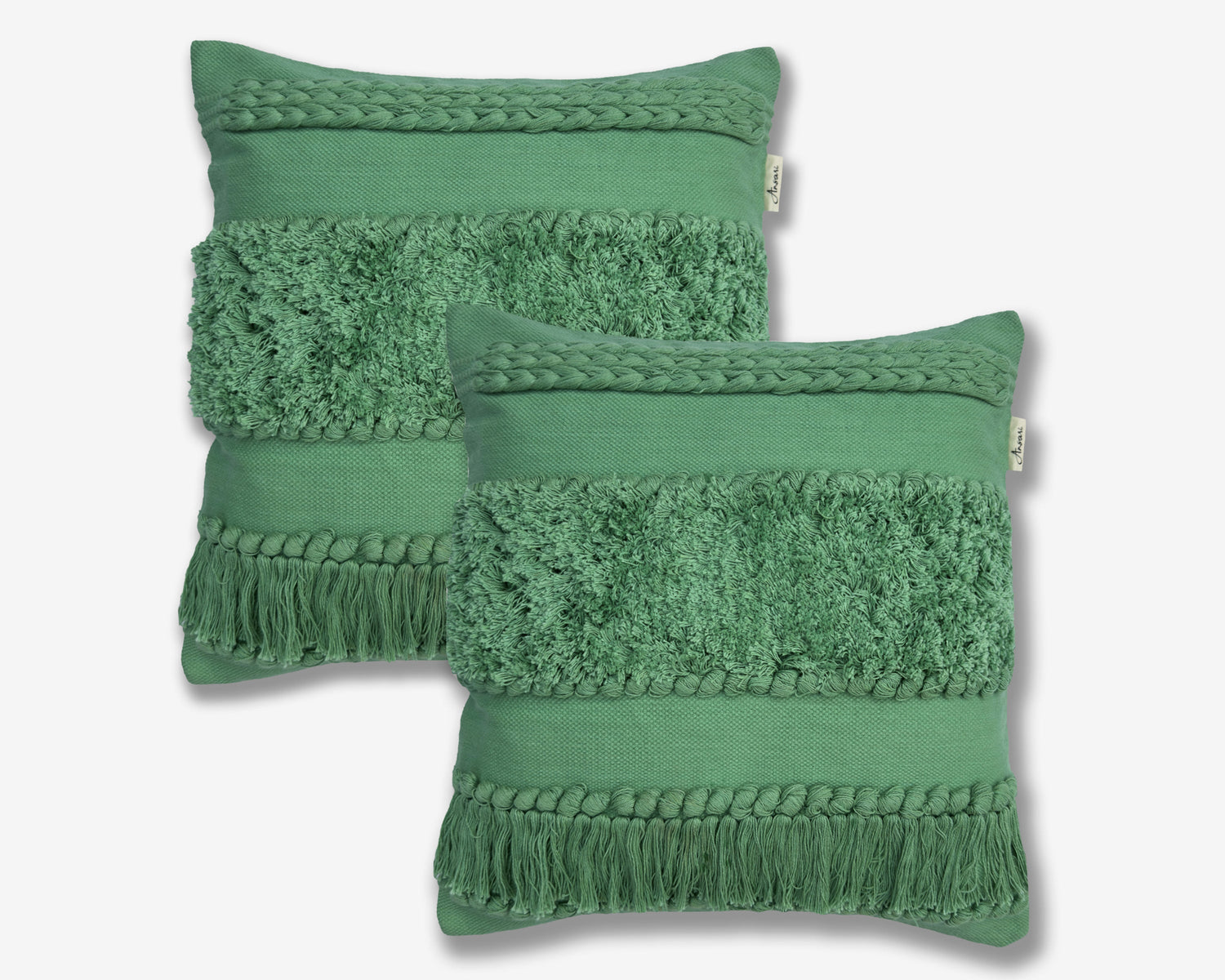 Pack of 2 Handcrafted Shaggy Cushion Covers - Unique Home Decor - Ansari LLC