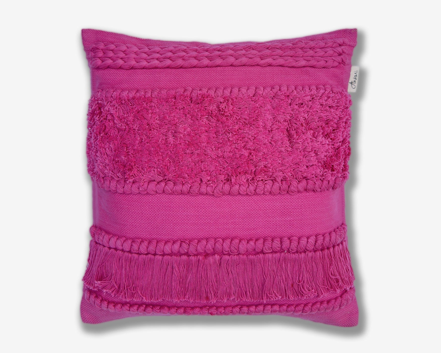 Pack of 2 Handcrafted Shaggy Cushion Covers - Unique Home Decor - Ansari LLC