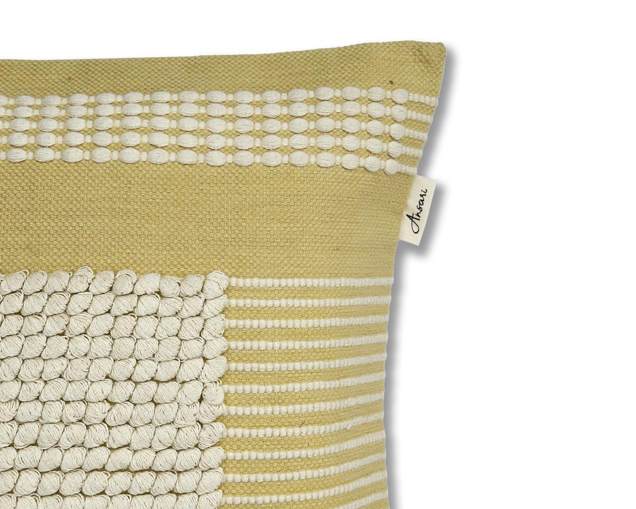 Pack of 2 Hand Crafted Cushion Cover - Yellow - Ansari LLC