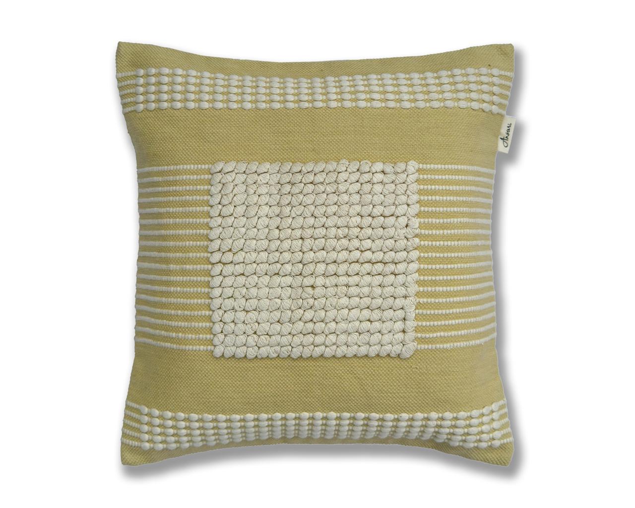 Pack of 2 Hand Crafted Cushion Cover - Yellow - Ansari LLC