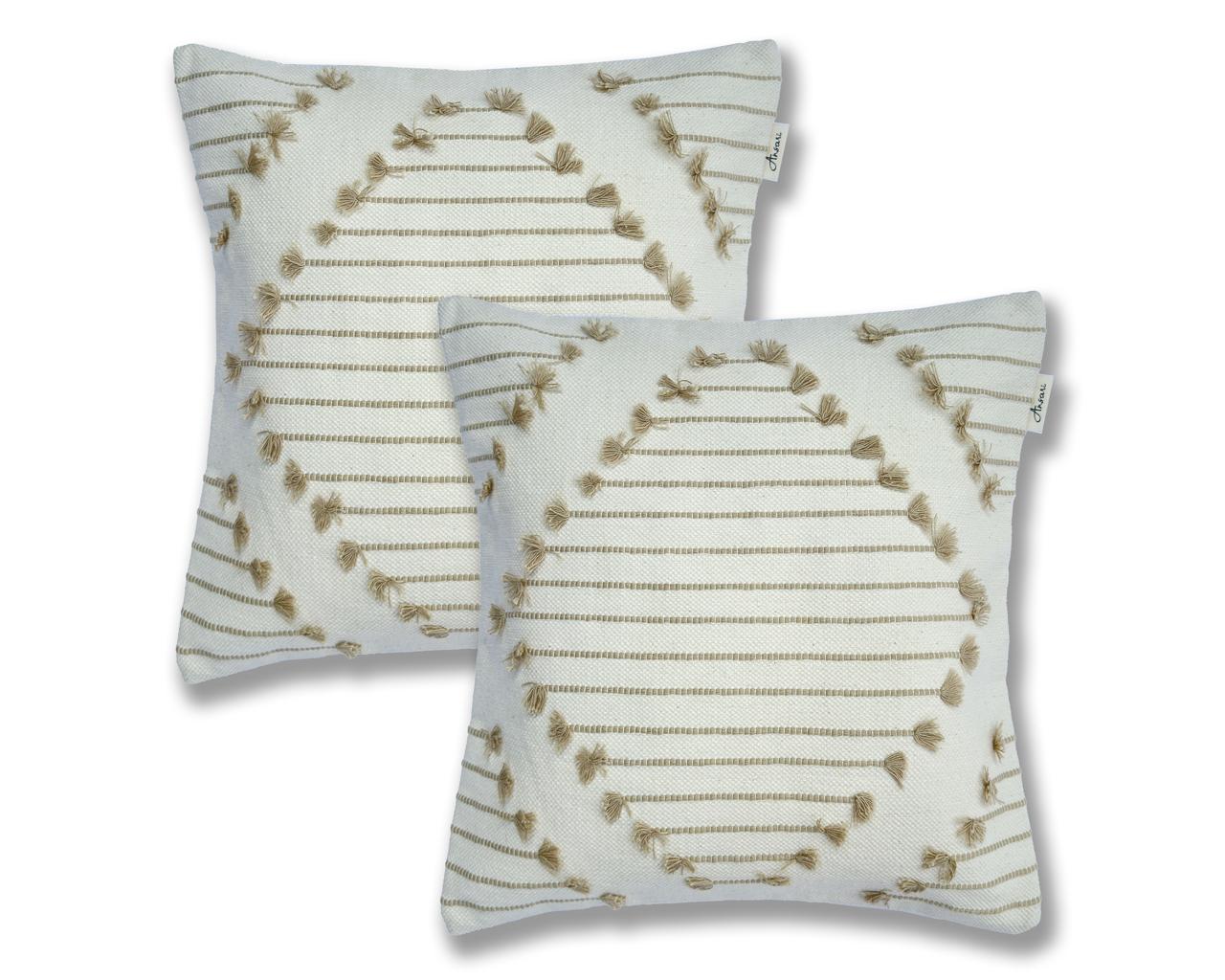 Pack of 2 Hand Woven Cushion Covers - Stylish Strip Design - Ansari LLC