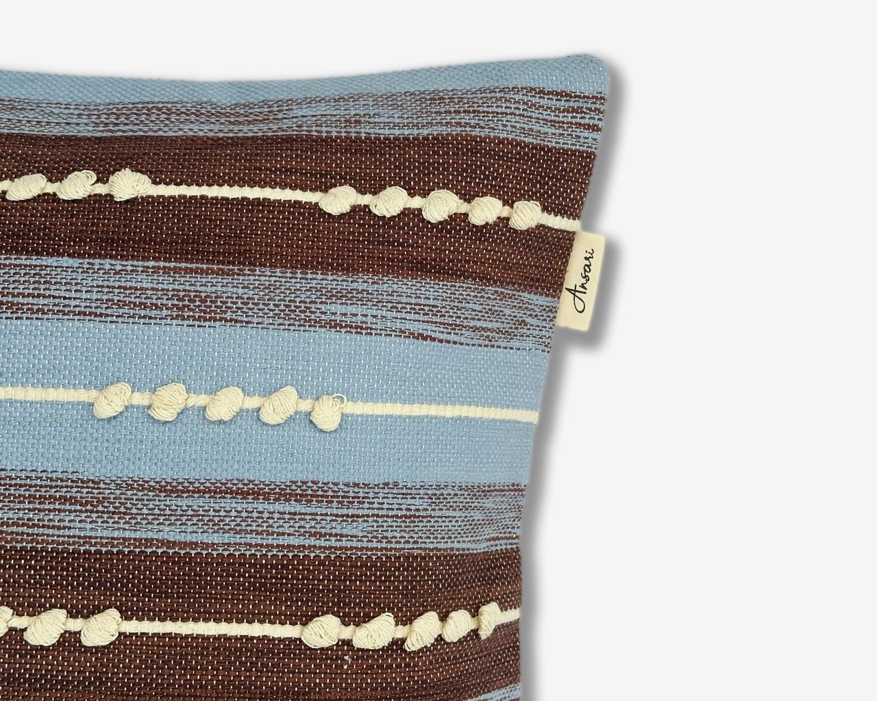 Pack of 2 Hand Woven Striped Cushion Cover - Brown, Natural and Brown - Ansari LLC