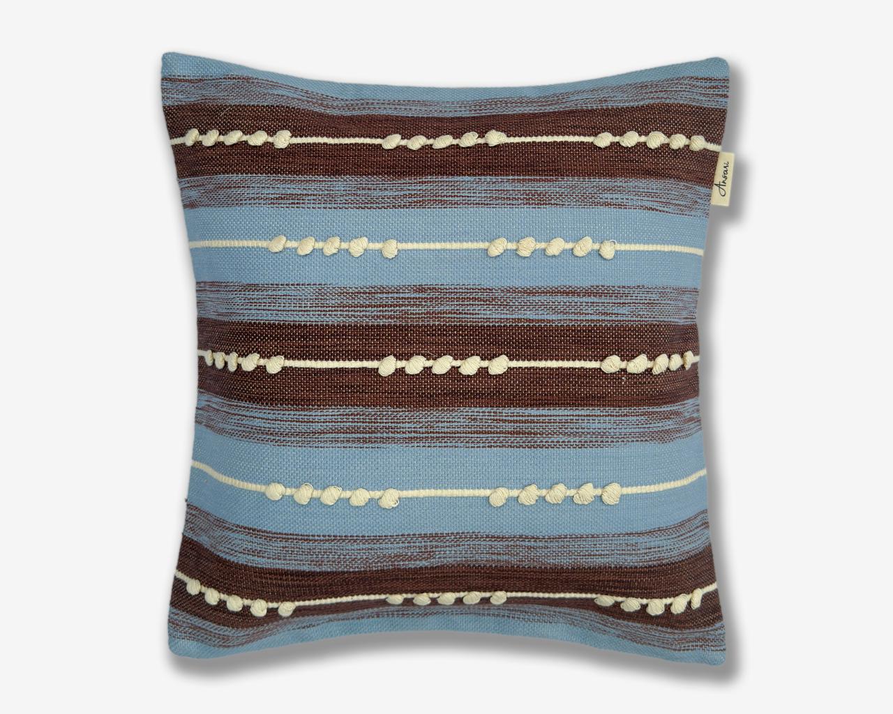 Pack of 2 Hand Woven Striped Cushion Cover - Brown, Natural and Brown - Ansari LLC