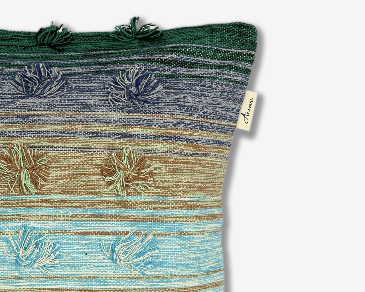 Pack of 2 Hand Woven Striped Cushion Covers - Multi Color Decorative Pillows - Ansari LLC