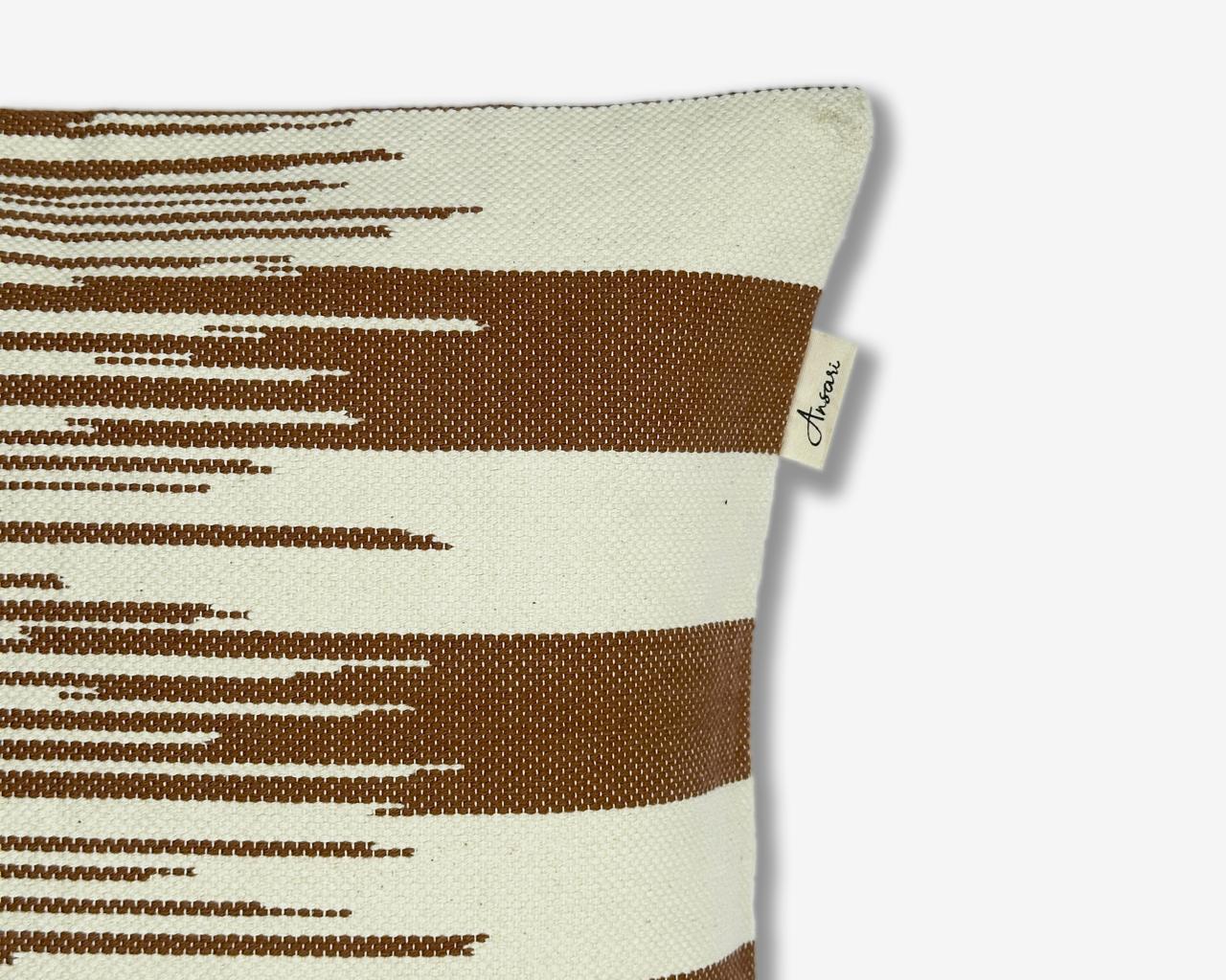 Pack of 2 Hand Woven Striped Cushion Cover - Natural and Brown - Ansari LLC
