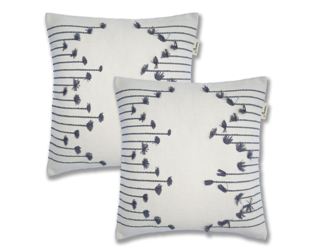 Pack of 2 Hand Woven Striped Cushions - Chic Lines for Home Decor - Ansari LLC