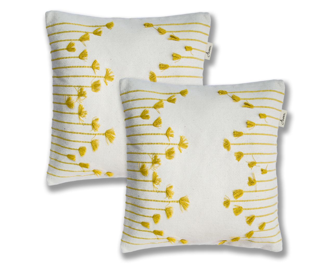 Pack of 2 Hand Woven Striped Cushions - Chic Lines for Home Decor - Ansari LLC