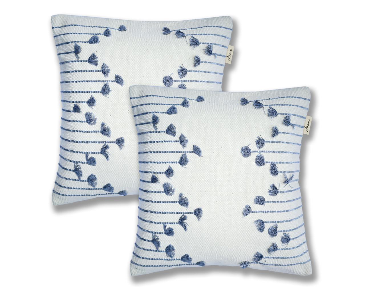 Pack of 2 Hand Woven Striped Cushions - Chic Lines for Home Decor - Ansari LLC