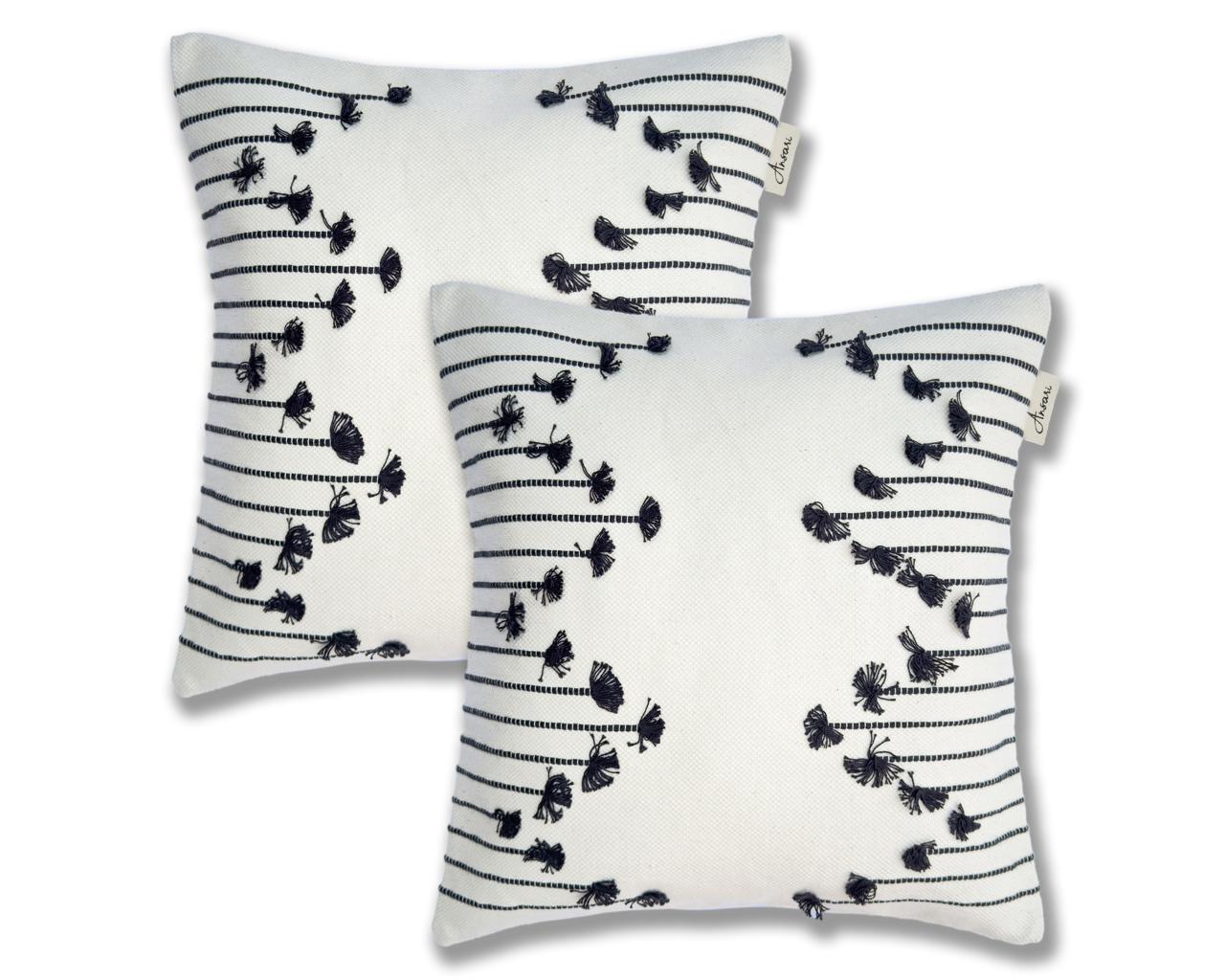 Pack of 2 Hand Woven Striped Cushions - Chic Lines for Home Decor - Ansari LLC